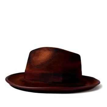 Дамски Мъжки вълнен филц шапки в ретро стил, утайка от есента на фетровая шапка с Широка периферия за джаз фестивала