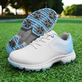 Дамски обувки за голф, луксозна водоустойчив удобни обувки за голф, спорт на открито, дамски спортни обувки с шипове за голф
