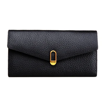 Дамски портфейли от естествена кожа, луксозна дизайнерска женски чантата си, RFID дълги портфейли, висококачествен държач за карти, чанта-клатч