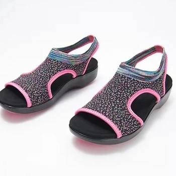 Дамски сандали на платформа, летни ежедневни обувки на плоска подметка, дишащи меш-леки меки сандали Sandalias Mujer, ежедневни обувки