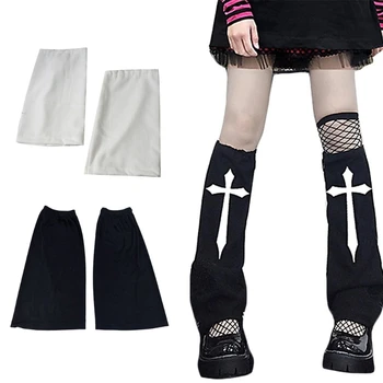 Дамски чорапи в готически стил в стил пънк за момичета, чорапи до прасците в стил харадзюку, хип-хоп, черни, бели Гамаши в стил Лолита 