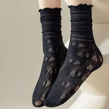 Дантелени чорапи, дамски тънък дишащи дълги Свободни Чорапи с изрезки, еластични мрежести чорапи за момичета