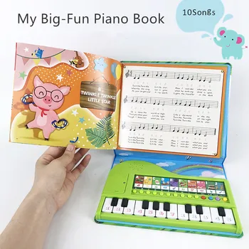 Детско Пиано Книга е Образователна Музикална Играчка за Деца от 3 Години Подаръци, Детски Играчки Клавирните Клавиатура с Книга 10 Инструменти Тон Подарък