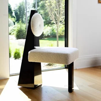 Дизайнерски трапезни столове от масивно дърво в американски стил, творчески кабинет, стол със специална форма, кремаво стил, хол, домашно шезлонг