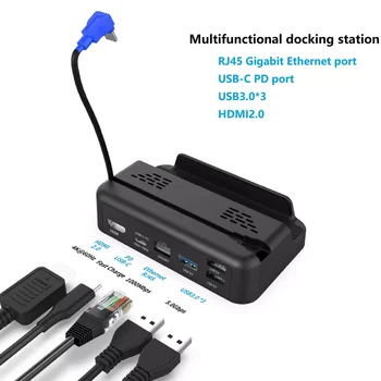 Докинг станция за Steam Deck с HDMI порт 2.0 4k @ 60Hz Gigabit Ethernet 3 USB 3.0 и аксесоари USB-C PD Steam Deck за платформа на Valve Stream Deck