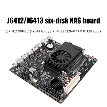 Дънна платка NAS J6413 J6412 2 * Intel i226-V 1 * RTL8125BG 2.5 G Локални мрежи 2 * NVMe 6 * SATA3.0 2 * DDR4 1 * дънна Платка рутер PCIe Mini ITX Soft