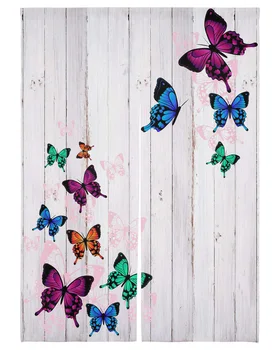 Дървена завеса в ретро стил с цветна пеперуда в японски стил, вграждане на Кухненско отвора на вратата, декоративни завеси, интериор на кафе-ресторанта