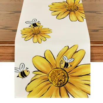 Един практичен съвет пътека Удобен сензорен подложка за маса с цветен модел на пчелите, оформление на сцената, Покривката с фина текстура зеленина