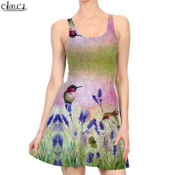 Жена пролетта мини-рокля с 3D принтом CLOOCL за модни женските полови рокли без ръкави, елегантна рокля