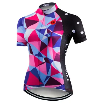 Жена трикотажный топ за велоспорта, лятна велосипедна Бързосъхнеща велосипедна дрехи, Многоцветен триъгълник