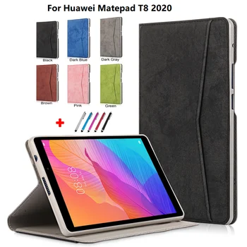 За Huawei MatePad Т8 Case 2020 Kobe2-L09 Kobe2-L03 Тънък Устойчив На Удари Защитен Калъф За Таблет С Отделение За Карти Чантата + Сензорна Писалка
