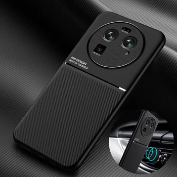 За Oppo Find X6 Pro Калъф Луксозен Автомобил Магнитен Държач От Изкуствена Кожа Калъф За Телефон Find X6 X 6 X6Pro 5G устойчив на удари Бронята на Задната част на Кутията
