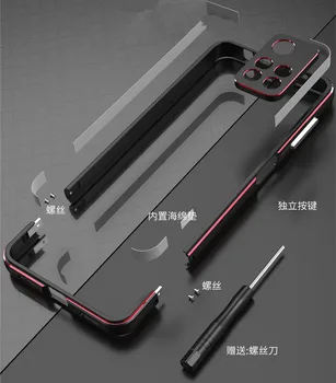 За Xiaomi Redmi Note 11/11 Pro/Redmi Note 11 Pro + Алуминиева метална рамка броня, Тънък калъф за телефон + защитно фолио carmera
