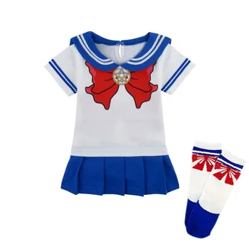 За малки момичета, костюм Sailor Moon, аниме, памучен панталон с къс ръкав, костюми за Хелоуин за новородено, пола Tsukino Usagi Cos