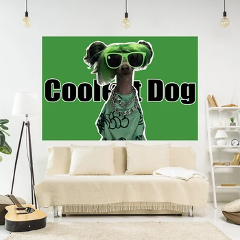 Забавен мем, стенен гоблен с изображение готино куче, стая интериор в стил Kawai, украса на общежитието, естетически одеало за диван