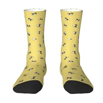 Забавни мъжки чорапи с бесшовным шарките на пчелите, Унисекс, топли и удобни чорапи с 3D принтом Honeybee Crew