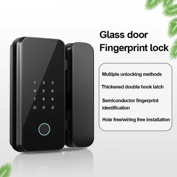 Заключване за пръстови отпечатъци на стъклени врати на офис заключване за пръстови отпечатъци, единична двойна врата, интелигентен заключване, USB-заключване за аварийно зареждане