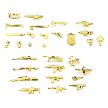 Заключване на Специалните Кораби, Златно Оръжие Пистолет Фигурка на градския Войник градивните елементи на Армейските Тухли MOC Модел, Подарък играчка