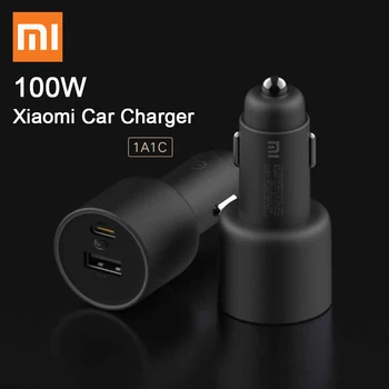Зарядно за кола Xiaomi 100 W 1A1C, бързо зареждане, двухпортовое смарт устройството е напълно съвместимо със светлинен дисплей, USB-зарядно устройство