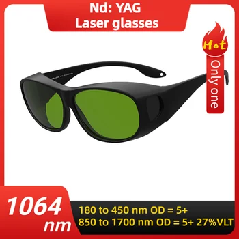 Защитни очила за инфрачервен лазер Nd: YAG 1064nm OD5 със зелени лещи, защитни очила за работа