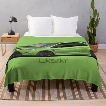Зелено одеяло с модел на Ford Focus RS, луксозно одеяло, фланелевое топло одеяло с защита от търкалянето