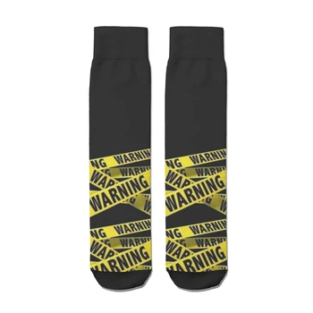 Златни графични предупредителни ленти, директни Чорапи, мъжки и дамски пролетни чорапи, Полиестер
