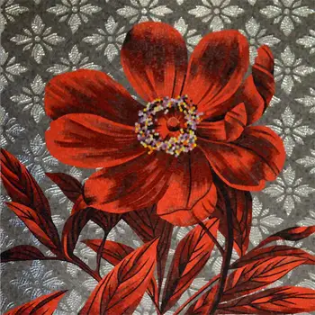 Индивидуални стенописи от стъклена мозайка с червени цветя