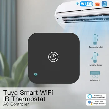 Интелигентна IR термостат, контролер за променлив ток, сензорен бутон, безжично управление, вграден сензор за температура и влажност на въздуха, Работа с Алекса Google Home