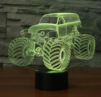 Интелигентно сензорно управление 3D LED Илюзия трактора Нощни светлини 7 цвята USB Декор Подарък настолна лампа