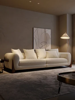 Италиански диван от вълна от овце, плат, диван, мебели за хол в японски стил, орехова стъбло, японски разтегателен висок клас