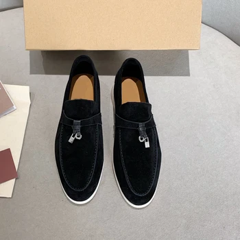 италиански лоферы от естествена черна кожа, точно копие на луксозни дизайнерски цървул, брандираната висококачествен луксозен дизайнерски обувки за мъже