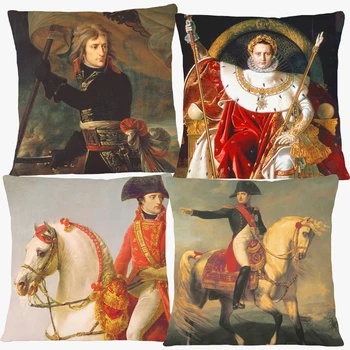 Калъф за възглавници с портрети на император Наполеон, европейска живопис с маслени бои, реколта декоративна калъфка в ретро стил