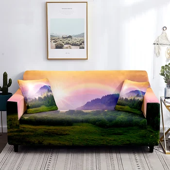 Калъф за диван с гледката, rainbow и красива природа, моющийся протектор за мебели за хола, калъфи за мека мебел, еластичен калъф за дивана