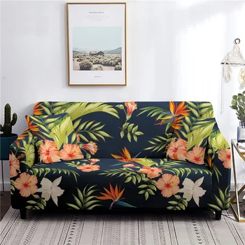 Калъф за диван с тропически палмови листа и цветове, калъф за дивана за жени, украса за дома, нескользящий моющийся калъф за мебели от полиестер