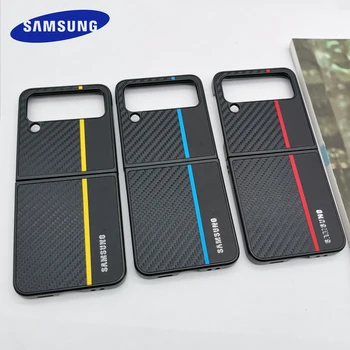 Калъф от Въглеродни Влакна За Samsung Galaxy Z Flip 4, Луксозен Калъф За телефон, Ультратонкая Задна Защитна капачка 