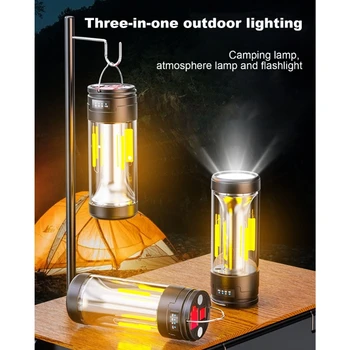 Кемпинговый фенер Tpye-C 51BD, преносима лампа, на основата с подсветка и сгъваема кука