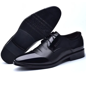 Класически модел обувки в ретро стил от черна кожа, oxfords, ежедневни бизнес обувки, дизайнерски мъжки обувки за сватбени партита, офис официалната работна обувки