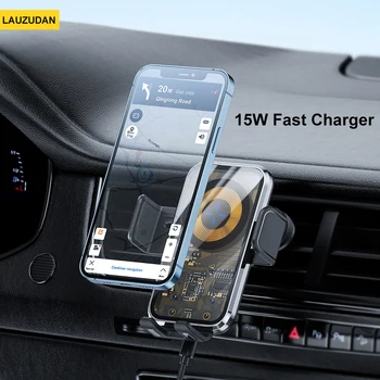 Кола на Телефона с мощност 15 W, Безжична Зарядно за Кола, Интелигентно Сензорно За отдушник за iPhone 14 13 12 11 Pro Max, Безжична Бързо Зареждане