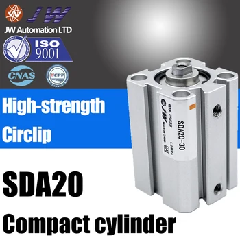 Компактен въздушен цилиндър SDA20 *5 от алуминиева сплав-10X15*20X25*30X40X50X55X60X75X80X100-S-B