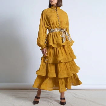 Комплект от две части, дамска елегантна блуза с дълъг ръкав + мулти-Макси пола с висока талия, пролет-есен, дълъг колан 2022