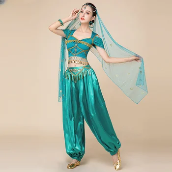 Костюм за танци, Духът на Аладин, облекло принцеса Жасмин за представяне на Хелоуин, индийски танци, екзотични ориенталски танци за възрастни