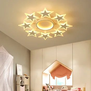 Креативен тавана лампа със звездите и луната, хол, led топло лампа за спални, проста модерна лампа за детска стая