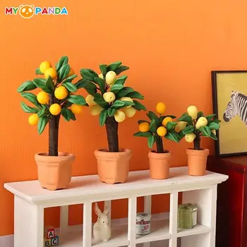 Куклена къща в миниатюра 1: 12, мандариновое дърво, Портокал, круша, плодови дървета в саксии, модел Приказна Градина, мини куклен Дом декор на сцената на живота