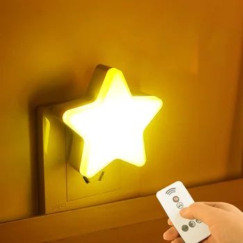 Лампата във формата на звезда, led нощни лампи, нощни монтиран на стената лампа с дистанционно управление сензорен контрол, cartoony лампа за сън, лампа за детска спалня