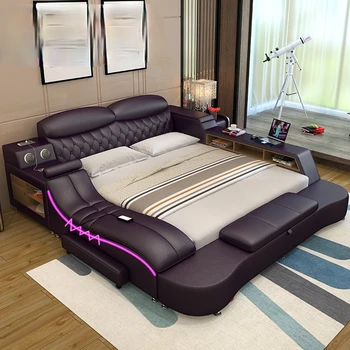 Легло татами голямо легло спалня 2 м 2,2 м 2,4 главна спалня на японската модерна минималистичная разширена спалня кожено легло