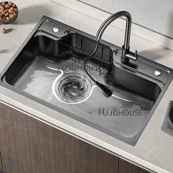 Леки луксозни кухненски принадлежности от неръждаема стомана 304 с Кухненски предмет мивка за съдове водосточни кран Нано Дизайн, Елегантна кухненска мивка