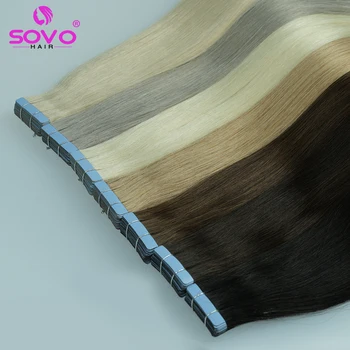 Лента за коса разширения 16 Цвята, Выделяющая Лента от човешка Коса Remy 20pcs 40 г/опаковане. Директен Безпроблемна Уточная Лента от естествена Коса