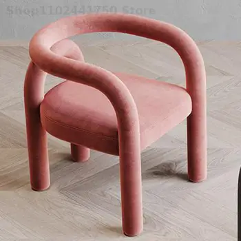 Лесен луксозен стол за грим с облегалка, стол за нокти, прост стол за отдих, спалня, домашно скандинавски дизайн на единична маса за хранене, стол