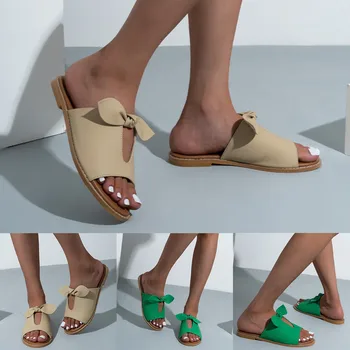 Летни модни ежедневни обикновена удобни Чехли на равна подметка, отворени дамски сандали на танкетке, Дамски сандали със затворени пръсти