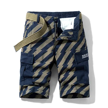 Летни мъжки къси панталони-карго от чист памук, ежедневни градинска дрехи с джобове за момчета, мъжки дълги бермудски острови в графичната лента